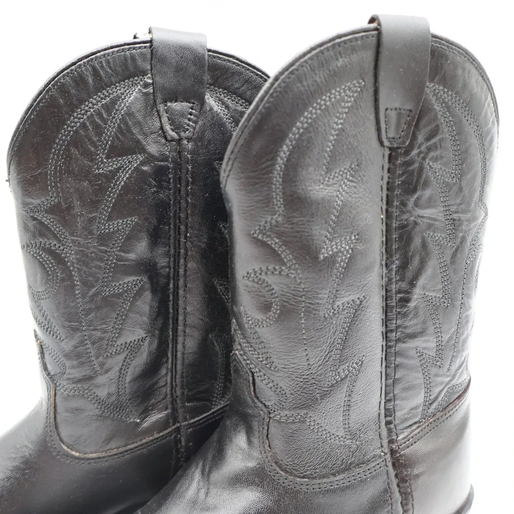 Laredo Western Boots Kids 3 Black Leather J-Toe Cowboy Boots 28-2210 New